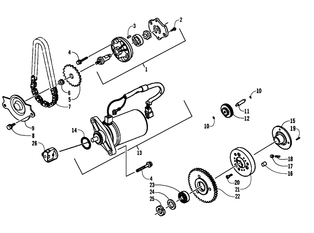 Parts Diagram for Arctic Cat 2007 90 DVX ATV STARTER MOTOR AND OIL PUMP ASSEMBLIES