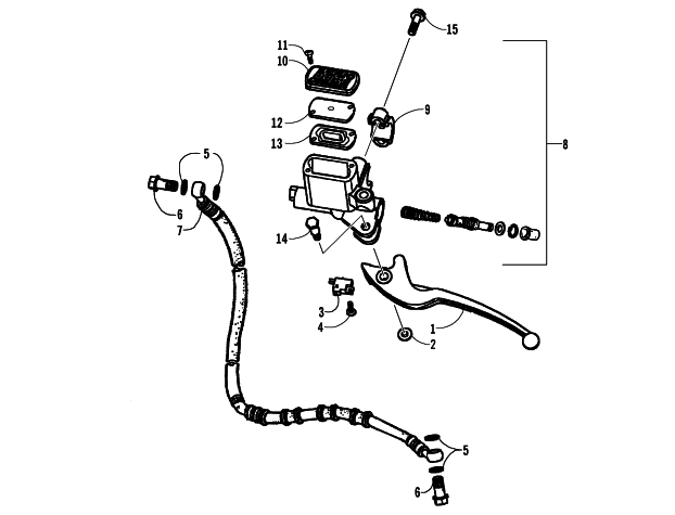 Parts Diagram for Arctic Cat 2006 50 UTILITY ATV HYDRAULIC HAND BRAKE ASSEMBLY