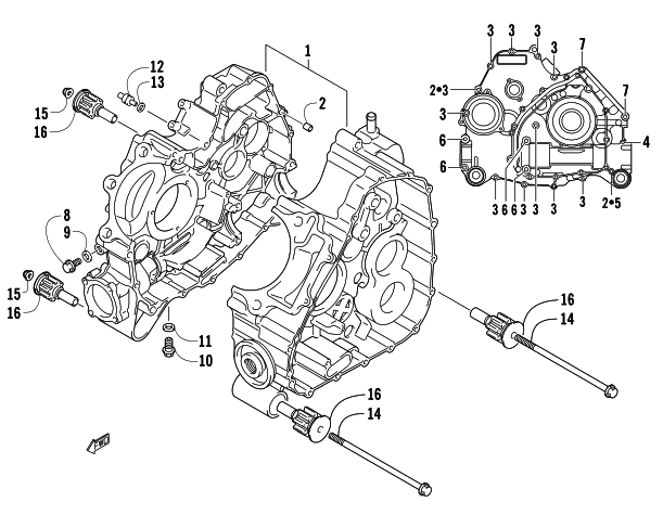 Parts Diagram for Arctic Cat 2008 700 EFI AUTOMATIC TRANSMISSION 4X4 TRV LE ATV CRANKCASE ASSEMBLY