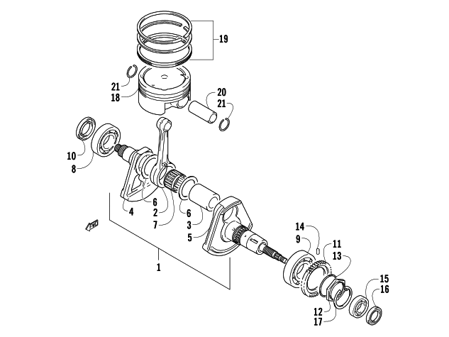 Parts Diagram for Arctic Cat 2008 700 EFI AUTOMATIC TRANSMISSION 4X4 TRV LE ATV CRANKSHAFT AND PISTON ASSEMBLY