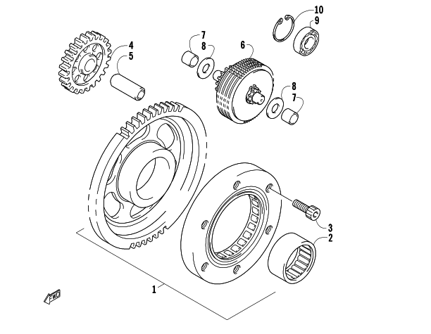 Parts Diagram for Arctic Cat 2008 700 EFI AUTOMATIC TRANSMISSION 4X4 FIS LE ATV STARTER CLUTCH ASSEMBLY