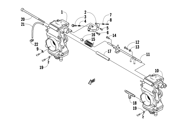 Parts Diagram for Arctic Cat 2006 AC 440 SNO PRO MODIFIED RACE SLED SNOWMOBILE CARBURETOR, EXTERNAL PARTS