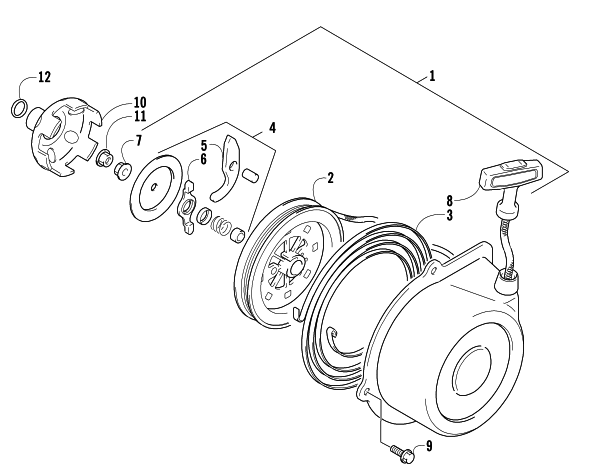 Parts Diagram for Arctic Cat 2006 700 AUTOMATIC TRANSMISSION 4X4 FIS SE ATV RECOIL STARTER ASSEMBLY