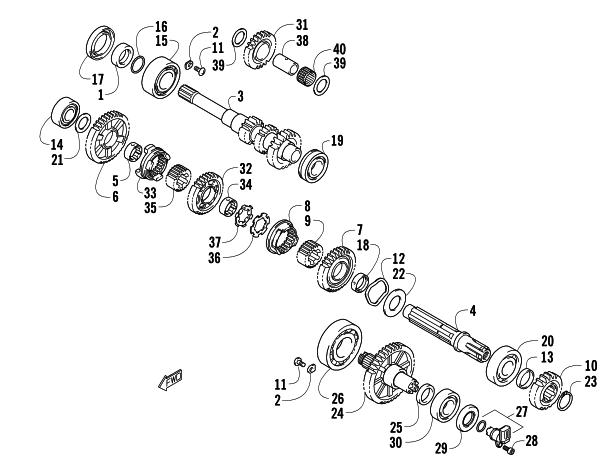Parts Diagram for Arctic Cat 2008 700 EFI AUTOMATIC TRANSMISSION 4X4 FIS LE ATV SECONDARY TRANSMISSION ASSEMBLY