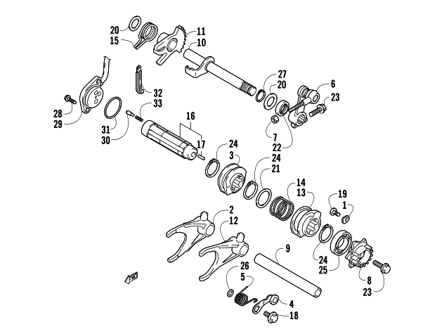 Parts Diagram for Arctic Cat 2008 700 EFI AUTOMATIC TRANSMISSION 4X4 TRV LE ATV GEAR SHIFTING ASSEMBLY