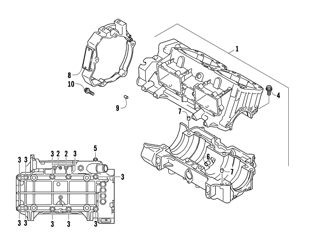 Parts Diagram for Arctic Cat 2009 CF1000 LE SNO PRO SNOWMOBILE CRANKCASE ASSEMBLY
