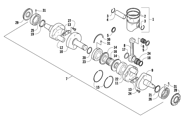Parts Diagram for Arctic Cat 2009 M1000 LE SNO PRO SNOWMOBILE PISTON AND CRANKSHAFT