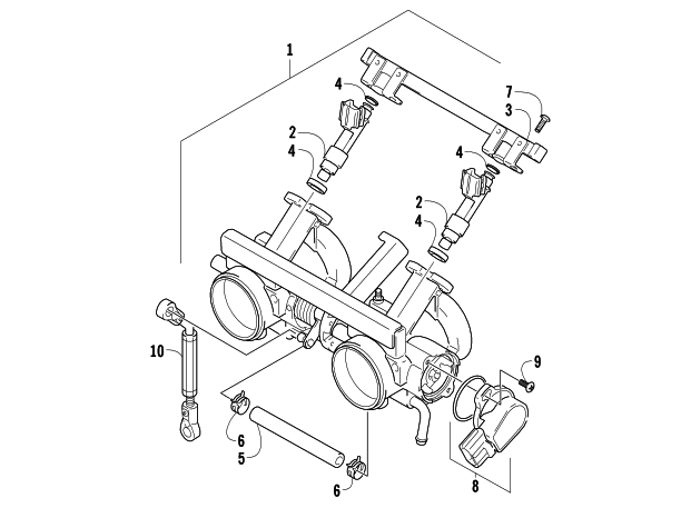 Parts Diagram for Arctic Cat 2010 CFR1000 SNOWMOBILE THROTTLE BODY ASSEMBLY
