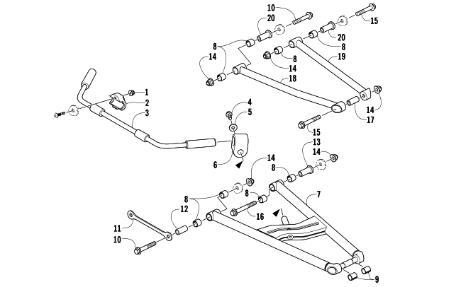 Parts Diagram for Arctic Cat 2007 JAGUAR Z1 EARLY BUILD SNOWMOBILE A-ARM AND SWAY BAR ASSEMBLY