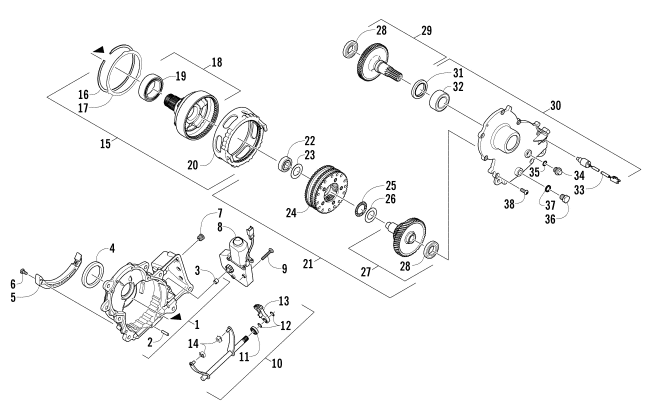 Parts Diagram for Arctic Cat 2007 JAGUAR Z1 EARLY BUILD SNOWMOBILE GEARCASE ASSEMBLY