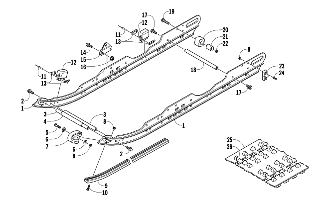 Parts Diagram for Arctic Cat 2007 JAGUAR Z1 1100 EFI SNOWMOBILE SLIDE RAILS AND TRACK ASSEMBLY