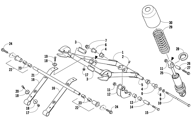 Parts Diagram for Arctic Cat 2007 F1000 EFI SNO PRO SNOWMOBILE REAR SUSPENSION FRONT ARM ASSEMBLY
