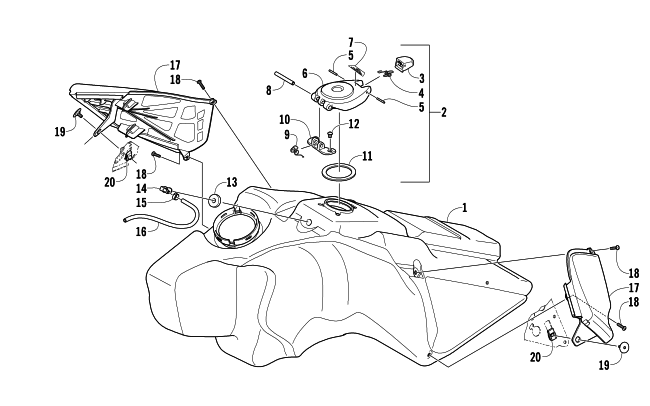 Parts Diagram for Arctic Cat 2007 JAGUAR Z1 EARLY BUILD SNOWMOBILE GAS TANK ASSEMBLY