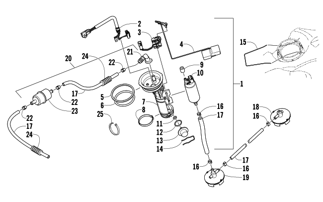 Parts Diagram for Arctic Cat 2007 JAGUAR Z1 EARLY BUILD SNOWMOBILE FUEL PUMP ASSEMBLY