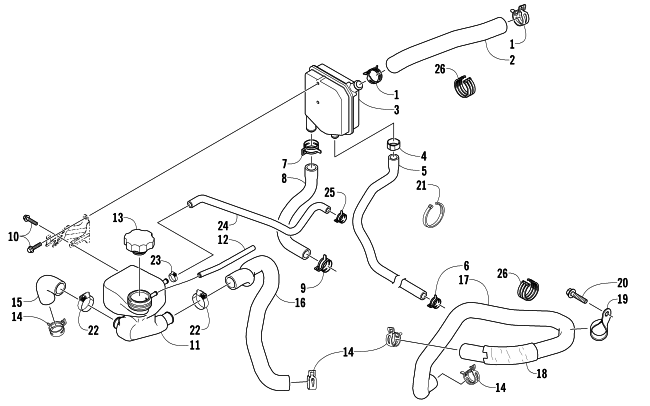 Parts Diagram for Arctic Cat 2007 JAGUAR Z1 EARLY BUILD SNOWMOBILE COOLING ASSEMBLY