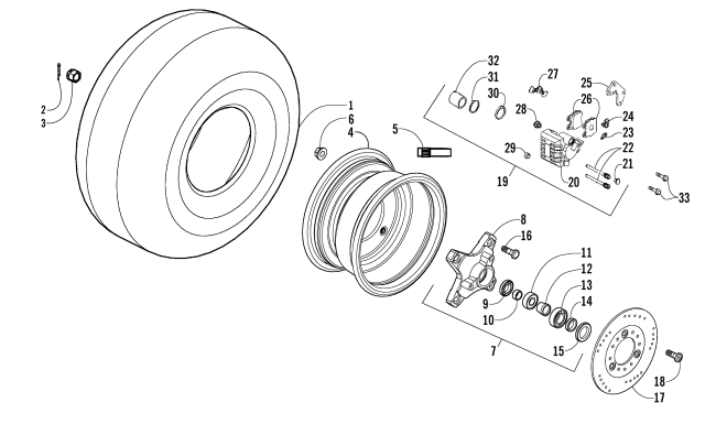 Parts Diagram for Arctic Cat 2010 300 2X4 DVX ATV FRONT WHEELS AND BRAKE ASSEMBLY