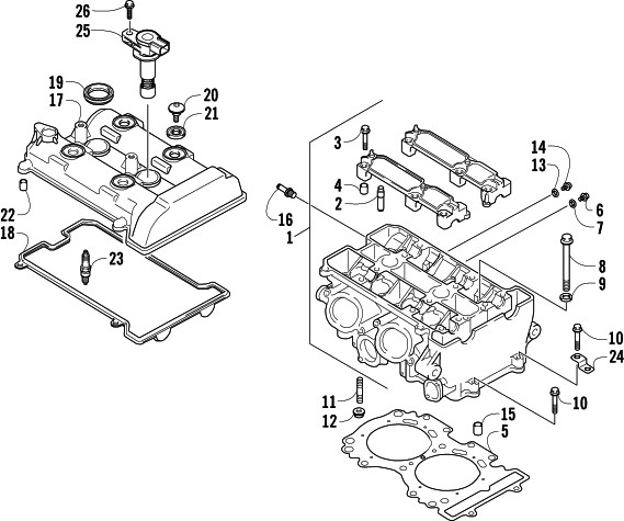 Parts Diagram for Arctic Cat 2009 Z1 BEARCAT XT SNOWMOBILE CYLINDER HEAD ASSEMBLY