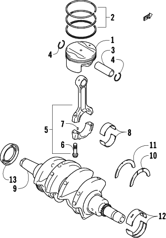 Parts Diagram for Arctic Cat 2010 Z1 TURBO LXR SNOWMOBILE PISTON AND CRANKSHAFT ASSEMBLY
