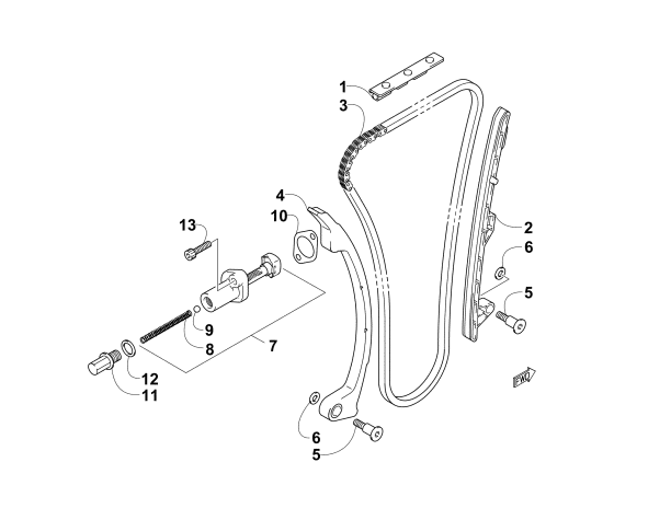 Parts Diagram for Arctic Cat 2015 ZR 5000 LXR SNOWMOBILE CAM CHAIN ASSEMBLY
