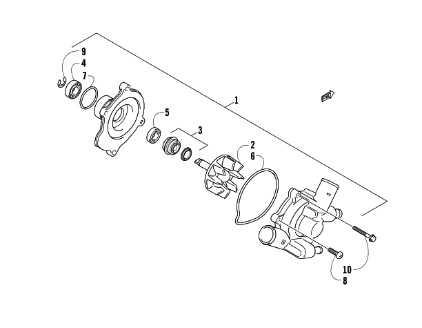 Parts Diagram for Arctic Cat 2012 M 1100 TURBO SNO PRO HCR SNOWMOBILE WATER PUMP ASSEMBLY