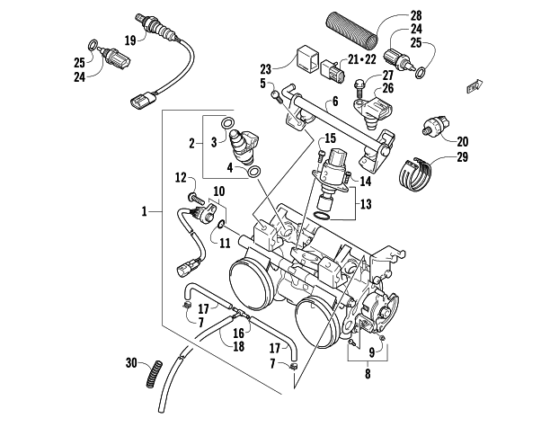 Parts Diagram for Arctic Cat 2007 JAGUAR Z1 EARLY BUILD SNOWMOBILE THROTTLE BODY ASSEMBLY