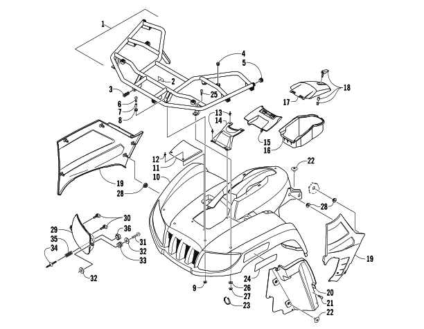 Parts Diagram for Arctic Cat 2006 700 AUTOMATIC TRANSMISSION 4X4 FIS SE ATV FRONT BODY PANEL ASSEMBLY