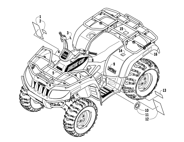 Parts Diagram for Arctic Cat 2007 500 MANUAL TRANSMISSION 4X4 FIS ATV DECALS
