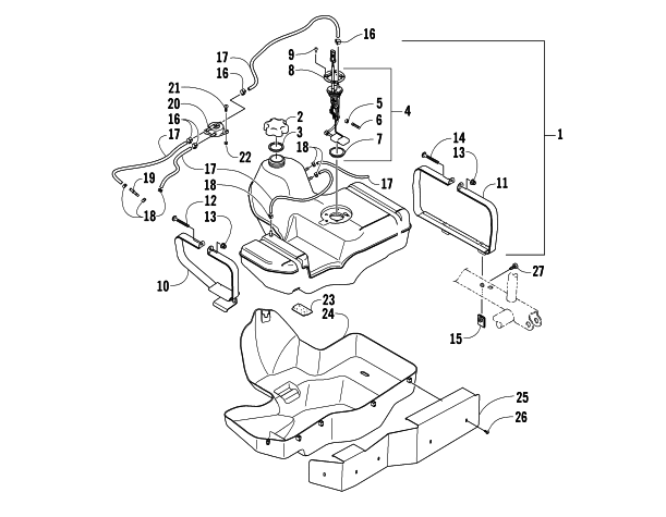 Parts Diagram for Arctic Cat 2007 400 AUTOMATIC TRANSMISSION 4X4 TRV ATV GAS TANK ASSEMBLY