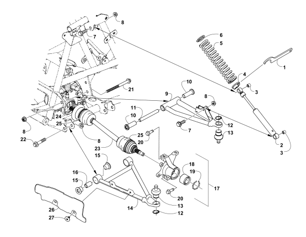 Parts Diagram for Arctic Cat 2008 500 AUTOMATIC TRANSMISSION 4X4 FIS LE ATV FRONT SUSPENSION ASSEMBLY