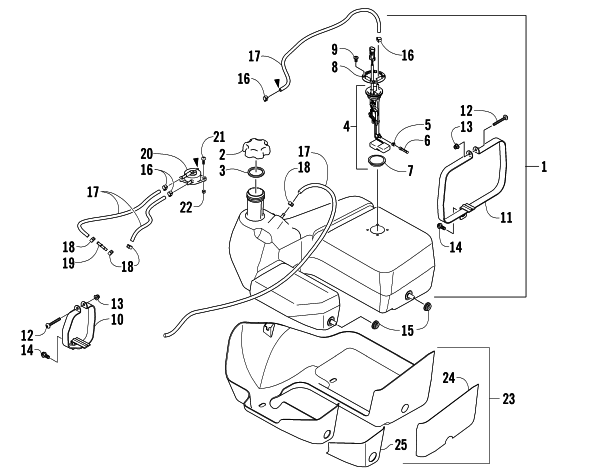 Parts Diagram for Arctic Cat 2007 500 MANUAL TRANSMISSION 4X4 FIS ATV GAS TANK ASSEMBLY