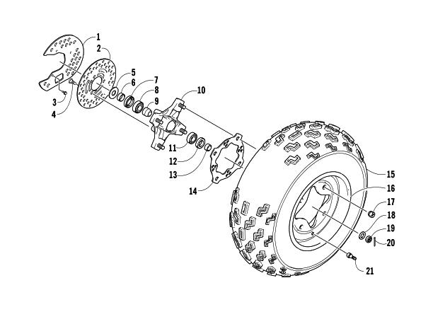 Parts Diagram for Arctic Cat 2007 400 DVX ATV FRONT WHEEL ASSEMBLY