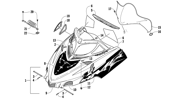 Parts Diagram for Arctic Cat 2007 M6 EFI 153 SNOWMOBILE HOOD AND WINDSHIELD ASSEMBLY