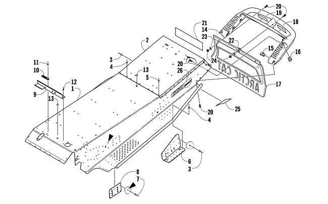 Parts Diagram for Arctic Cat 2007 PANTHER 660 TRAIL SNOWMOBILE TUNNEL AND REAR BUMPER