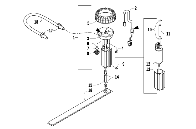 Parts Diagram for Arctic Cat 2007 PANTHER 660 TRAIL SNOWMOBILE FUEL PUMP ASSEMBLY