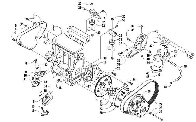 Parts Diagram for Arctic Cat 2008 PANTHER 660 TOURING SNOWMOBILE ENGINE AND RELATED PARTS