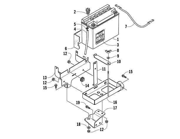 Parts Diagram for Arctic Cat 2007 PANTHER 660 TOURING SNOWMOBILE BATTERY ASSEMBLY