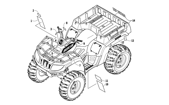 Parts Diagram for Arctic Cat 2007 650 H1 AUTOMATIC TRANSMISSION 4X4 TBX ATV DECALS