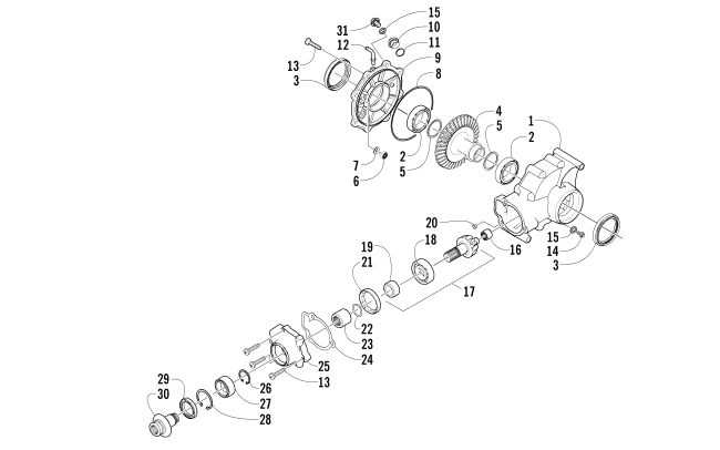 Parts Diagram for Arctic Cat 2011 TRV 550s H1 EFI CRUISER ATV REAR DRIVE GEARCASE ASSEMBLY