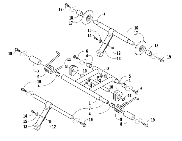 Parts Diagram for Arctic Cat 2007 AC 120 SNOWMOBILE REAR SUSPENSION ARM ASSEMBLY