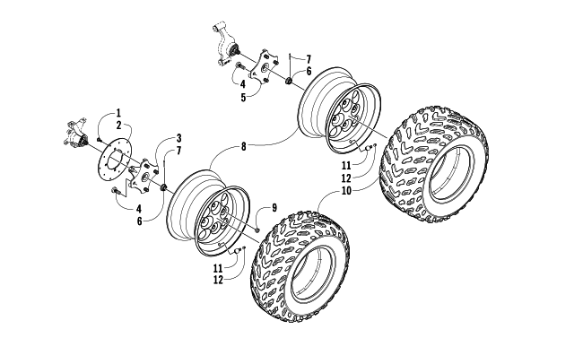 Parts Diagram for Arctic Cat 2009 500 4X4 MANUAL ATV WHEEL AND TIRE ASSEMBLY