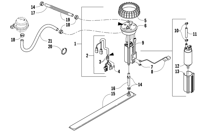 Parts Diagram for Arctic Cat 2007 T660 TURBO TRAIL LE SNOWMOBILE FUEL PUMP ASSEMBLY