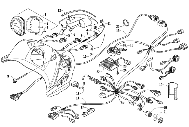 Parts Diagram for Arctic Cat 2007 CROSSFIRE 600 EFI SNOWMOBILE HEADLIGHT, INSTRUMENTS, AND WIRING ASSEMBLIES