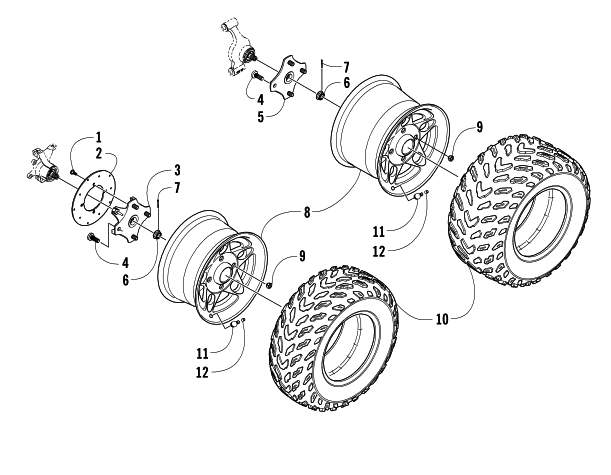 Parts Diagram for Arctic Cat 2008 700 EFI AUTOMATIC TRANSMISSION 4X4 TRV LE ATV WHEEL AND TIRE ASSEMBLY