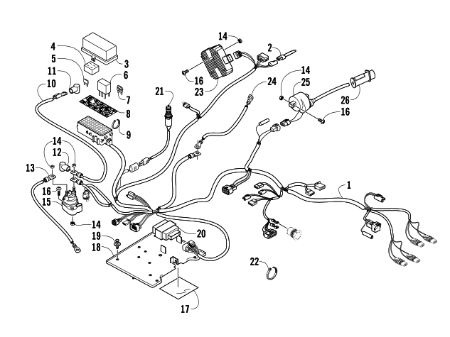 Parts Diagram for Arctic Cat 2007 650 H1 AUTOMATIC TRANSMISSION 4X4 FIS ATV WIRING HARNESS ASSEMBLY