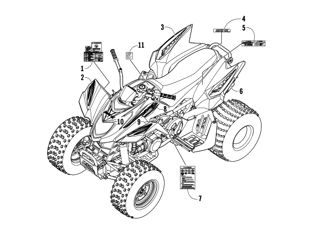 Parts Diagram for Arctic Cat 2007 250 DVX ATV DECALS