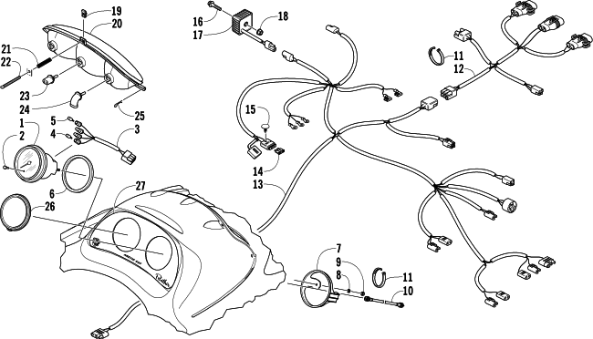 Parts Diagram for Arctic Cat 2007 PANTHER 370 SNOWMOBILE HEADLIGHT, INSTRUMENTS, AND WIRING ASSEMBLIES