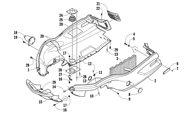 Parts Diagram for Arctic Cat 2008 PANTHER 370 SNOWMOBILE BELLY PAN AND FRONT BUMPER ASSEMBLY