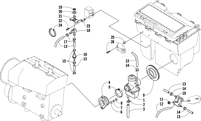 Parts Diagram for Arctic Cat 2007 Z 370 SNOWMOBILE CARBURETOR AND FUEL PUMP ASSEMBLY