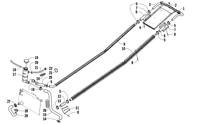 Parts Diagram for Arctic Cat 2007 CROSSFIRE 600 EFI SNOWMOBILE COOLING ASSEMBLY