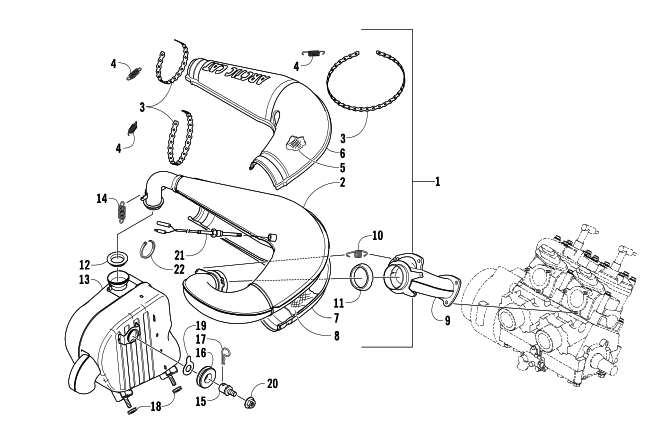 Parts Diagram for Arctic Cat 2007 M6 EFI 153 SNOWMOBILE EXHAUST ASSEMBLY